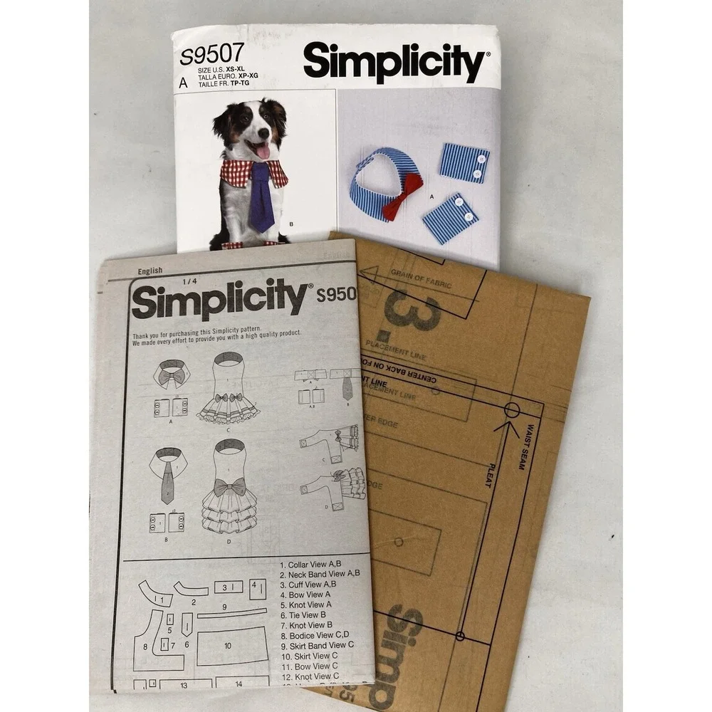 Lot 4 Simplicity‎ Dog Sewing Patterns Uncut FF S9529 S9507 9416 4th Cut VTG 9850